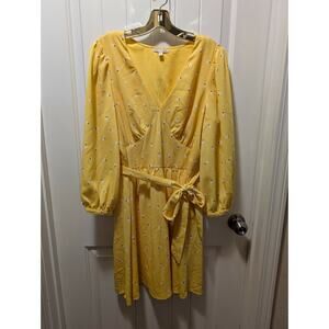 GB Women's XL Boho Floral V Neck Long Sleeve Casual Flowy Chiffon Wrap Dress